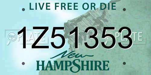 1Z51353 New Hampshire License Plate