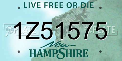 1Z51575 New Hampshire License Plate
