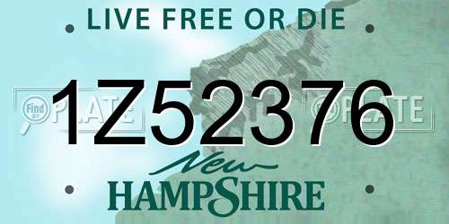1Z52376 New Hampshire License Plate