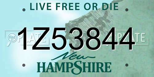 1Z53844 New Hampshire License Plate