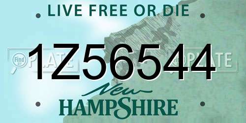 1Z56544 New Hampshire License Plate