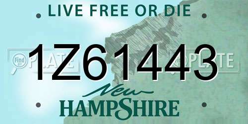 1Z61443 New Hampshire License Plate