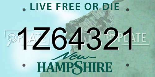 1Z64321 New Hampshire License Plate