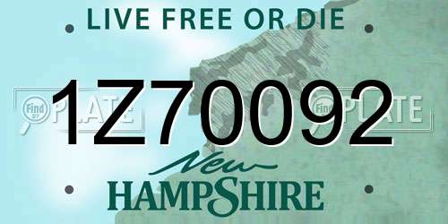 1Z70092 New Hampshire License Plate
