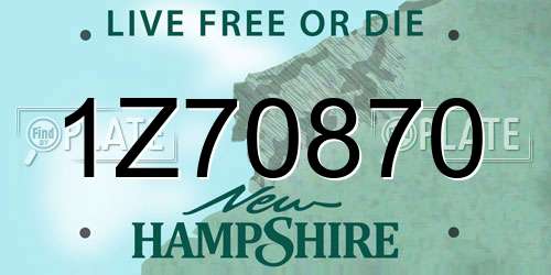 1Z70870 New Hampshire License Plate
