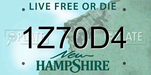 1Z70D4 New Hampshire License Plate