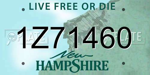 1Z71460 New Hampshire License Plate