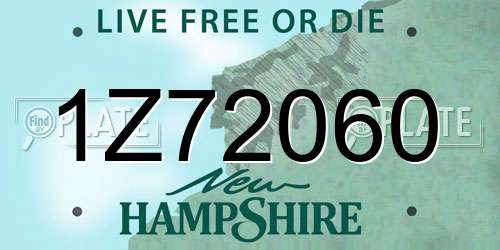 1Z72060 New Hampshire License Plate