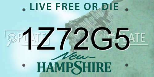 1Z72G5 New Hampshire License Plate