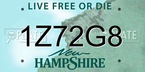 1Z72G8 New Hampshire License Plate