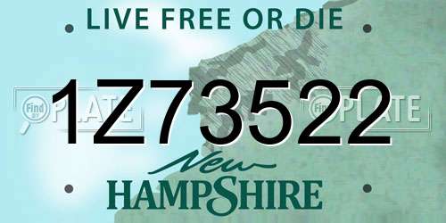 1Z73522 New Hampshire License Plate