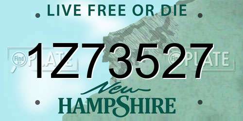 1Z73527 New Hampshire License Plate