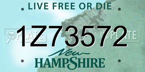 1Z73572 New Hampshire License Plate