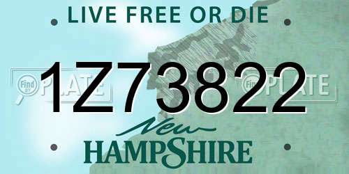 1Z73822 New Hampshire License Plate