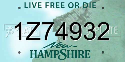 1Z74932 New Hampshire License Plate