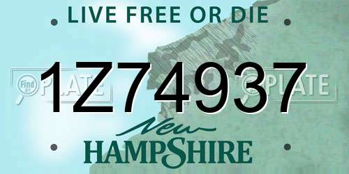 1Z74937 New Hampshire License Plate