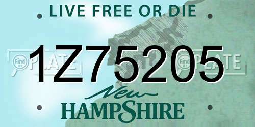 1Z75205 New Hampshire License Plate