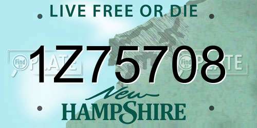 1Z75708 New Hampshire License Plate