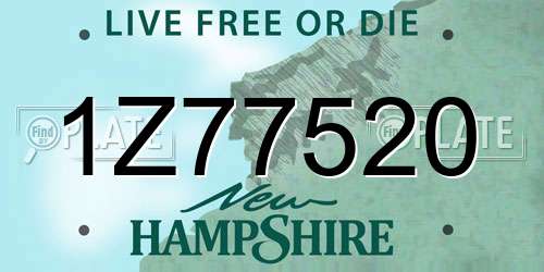 1Z77520 New Hampshire License Plate