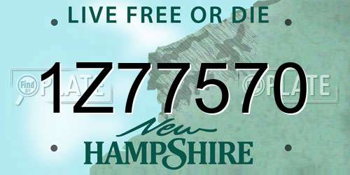 1Z77570 New Hampshire License Plate