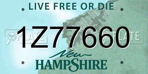 1Z77660 New Hampshire License Plate