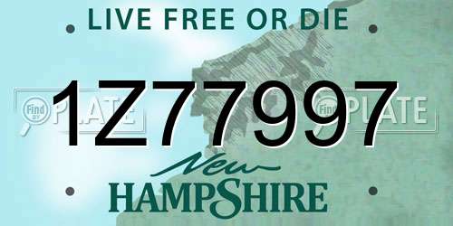 1Z77997 New Hampshire License Plate