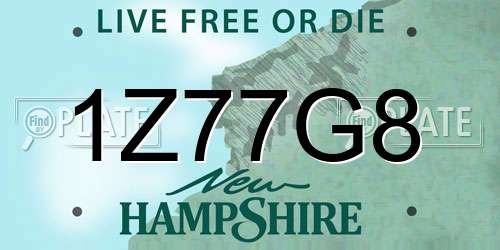 1Z77G8 New Hampshire License Plate