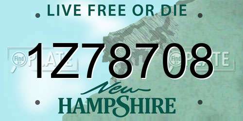 1Z78708 New Hampshire License Plate