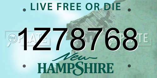 1Z78768 New Hampshire License Plate