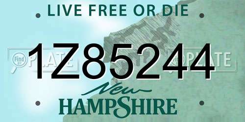 1Z85244 New Hampshire License Plate