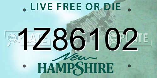 1Z86102 New Hampshire License Plate