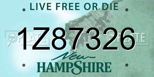1Z87326 New Hampshire License Plate