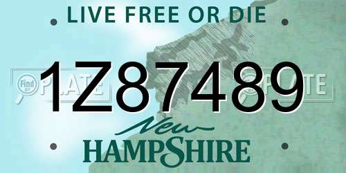 1Z87489 New Hampshire License Plate