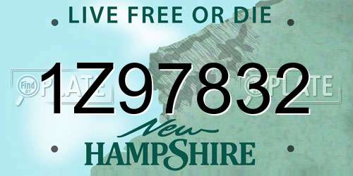 1Z97832 New Hampshire License Plate