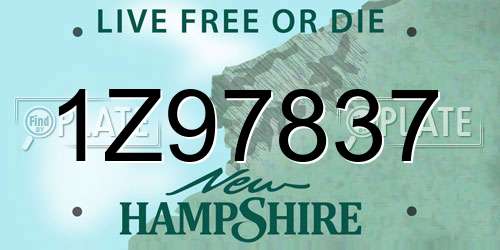 1Z97837 New Hampshire License Plate