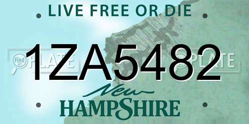 1ZA5482 New Hampshire License Plate