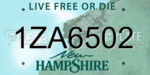 1ZA6502 New Hampshire License Plate
