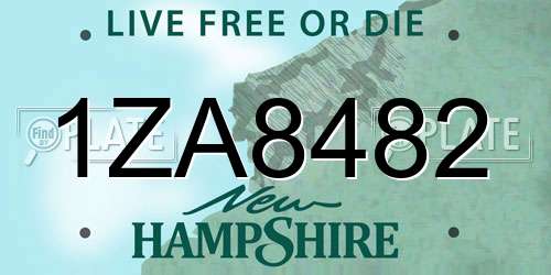 1ZA8482 New Hampshire License Plate