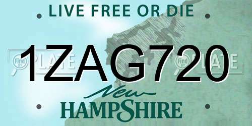 1ZAG720 New Hampshire License Plate
