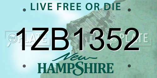 1ZB1352 New Hampshire License Plate