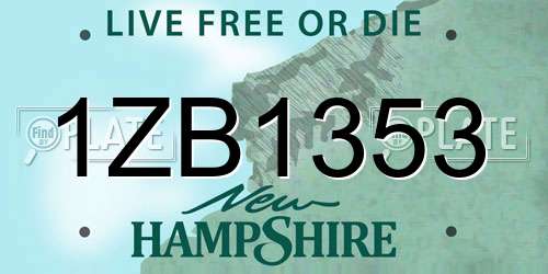 1ZB1353 New Hampshire License Plate