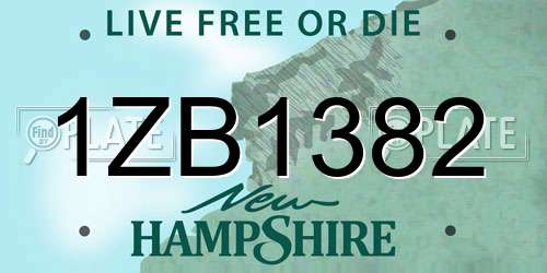 1ZB1382 New Hampshire License Plate