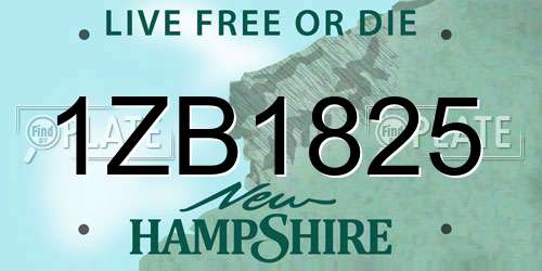 1ZB1825 New Hampshire License Plate