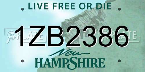 1ZB2386 New Hampshire License Plate