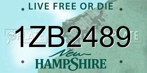 1ZB2489 New Hampshire License Plate