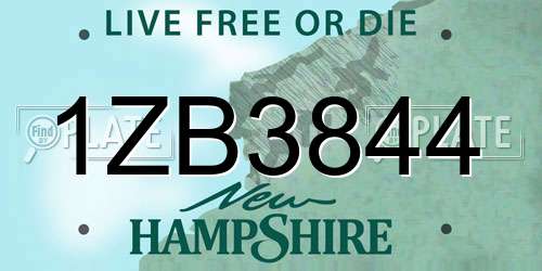 1ZB3844 New Hampshire License Plate