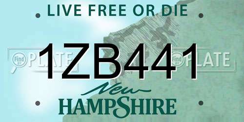 1ZB441 New Hampshire License Plate