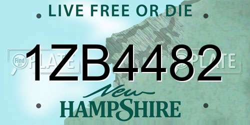 1ZB4482 New Hampshire License Plate