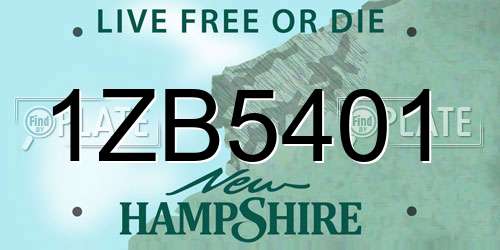 1ZB5401 New Hampshire License Plate