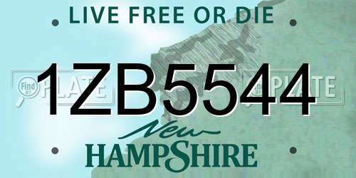 1ZB5544 New Hampshire License Plate